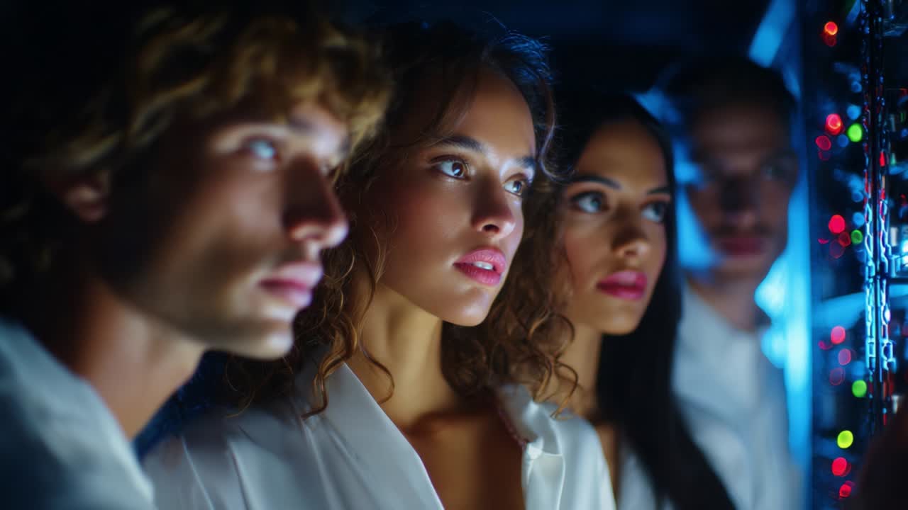 IT Team Inspecting Servers in Data Center