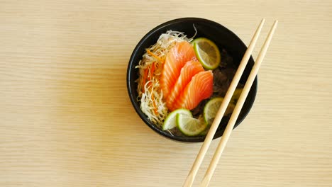 salmon sashimi with salad