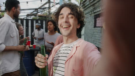 friends having a backyard party