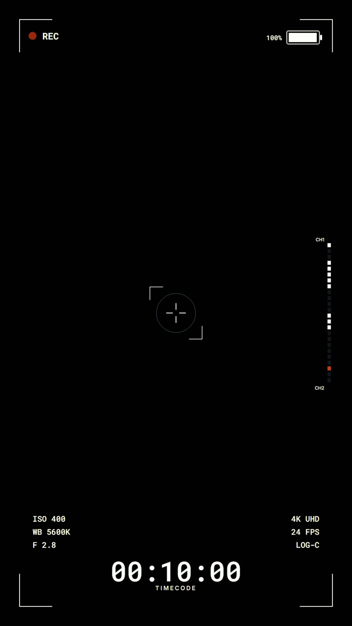 Digital Camera Recording Interface Overlay on Black Background
