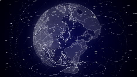 globo digital girando, haciendo zoom en el país de japón