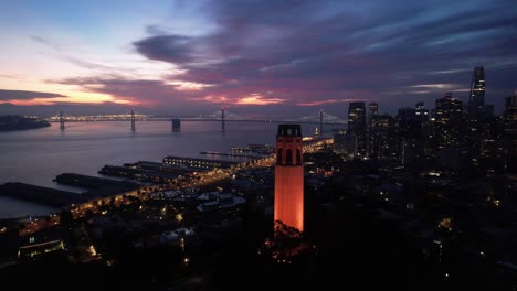 aerial view of san francisco and red coit tower