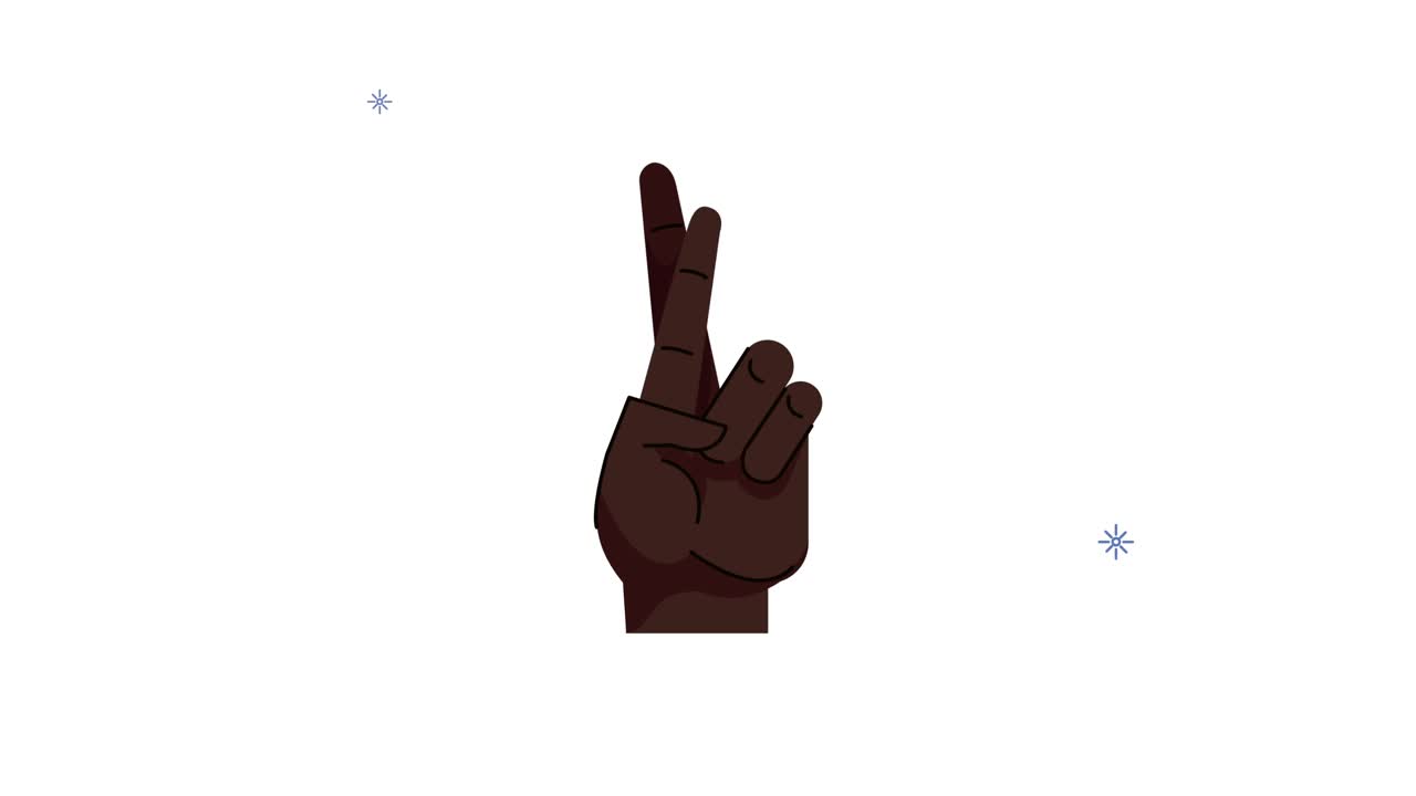 Afro hånd med krydsede fingre animation