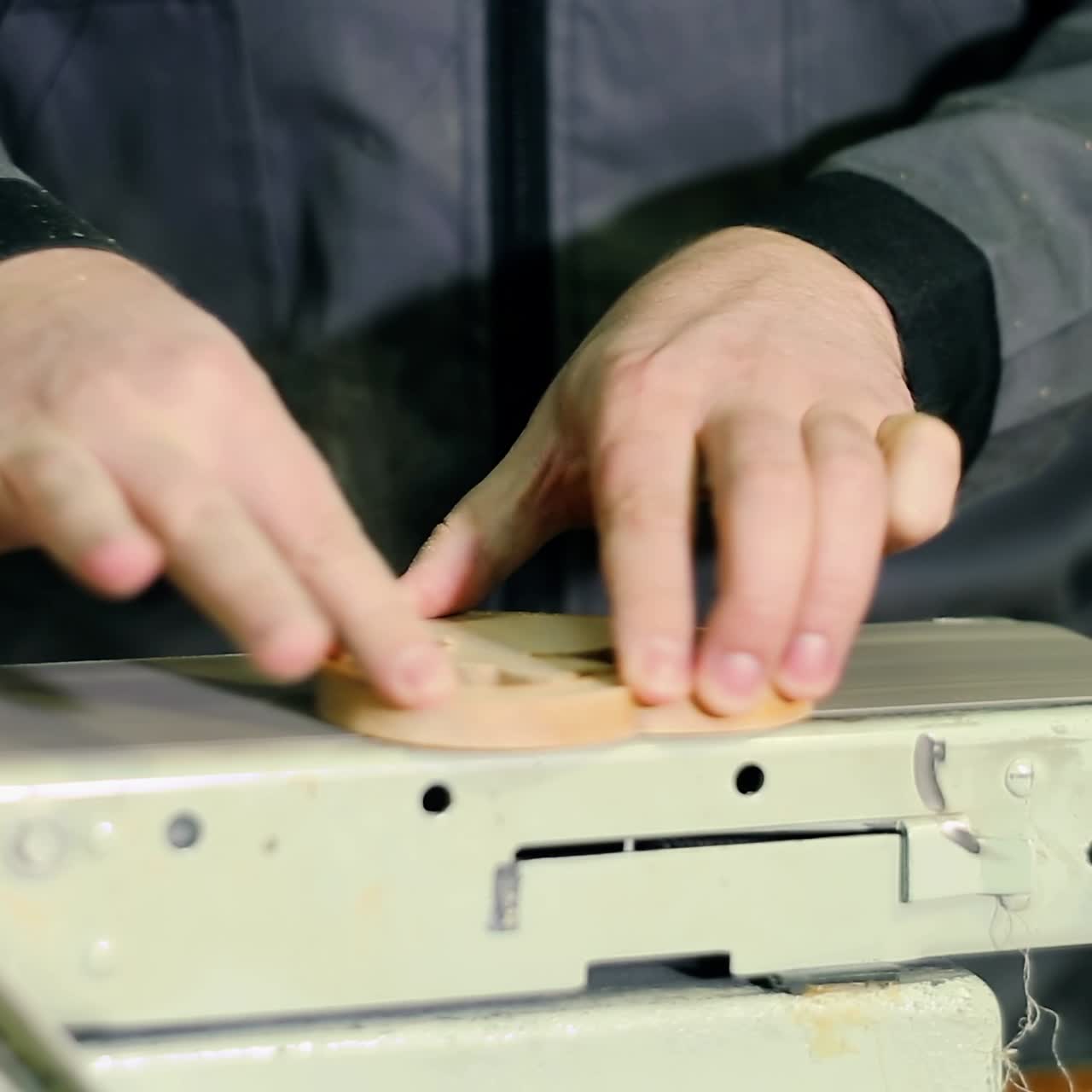 Carpenter Sending Piece Of Timber In His Workshop