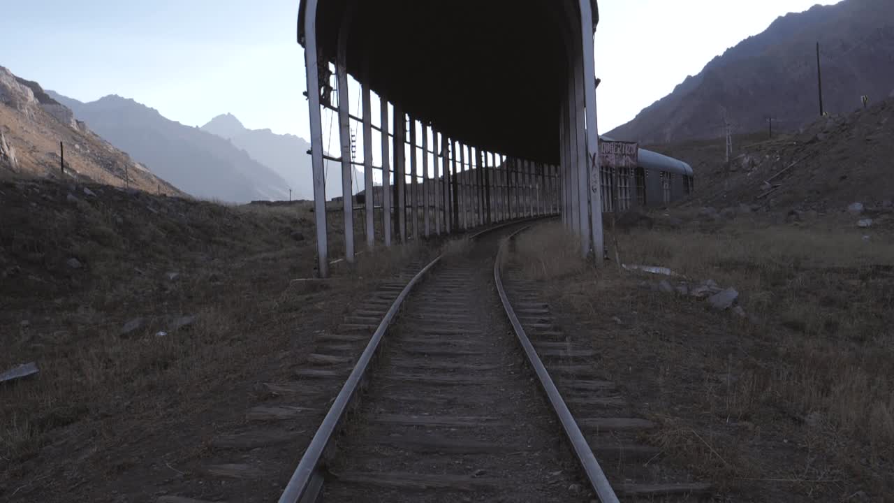 An abandoned rail in south America. Close to the aconcagua. Dark place