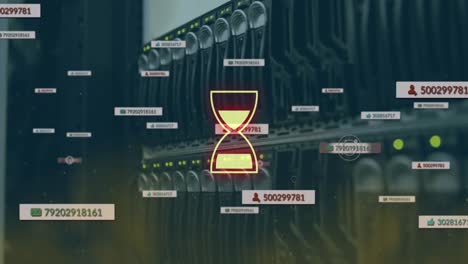 animación del temporizador de huevo sobre iconos sociales y sala de servidores