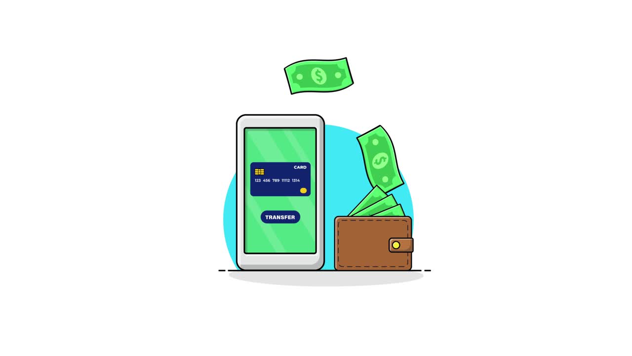 Mobile Banking Money Transfer from Smartphone to Digital Wallet