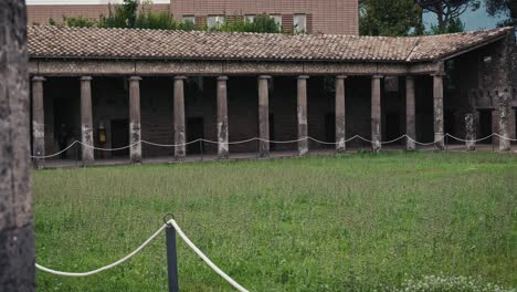 serene courtyard at gladiators' barracks, pompeii