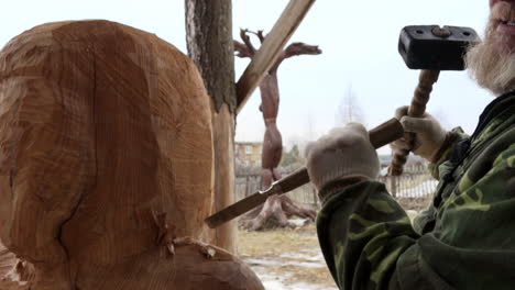 wood carving in progress