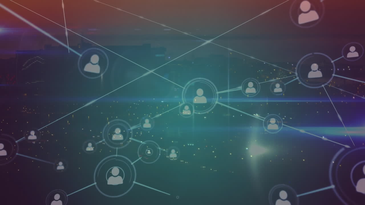 animación de la red de conexiones con iconos