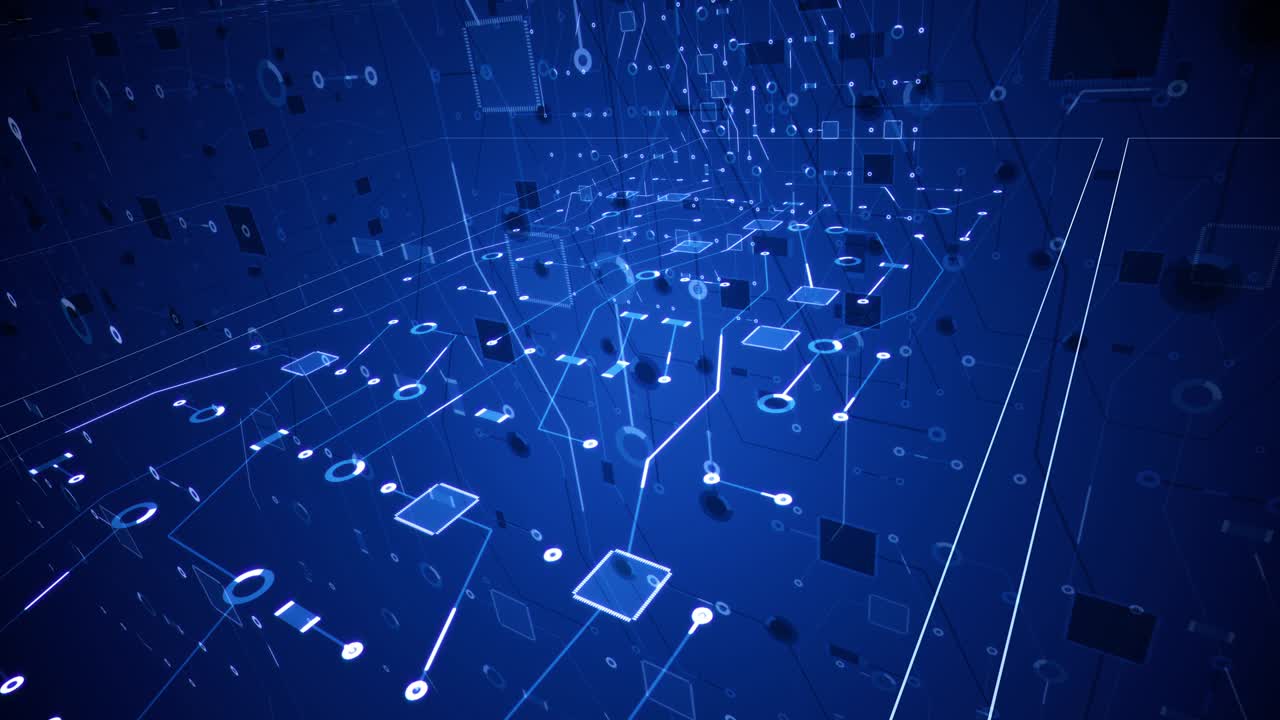 Blue Circuit Animation Motherboard Abstract Loop