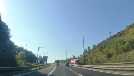 Point-of-View-Hyperlapse-Timelapse-Fast-Motorway-Bright-Sunshine-Wales-UK-4K