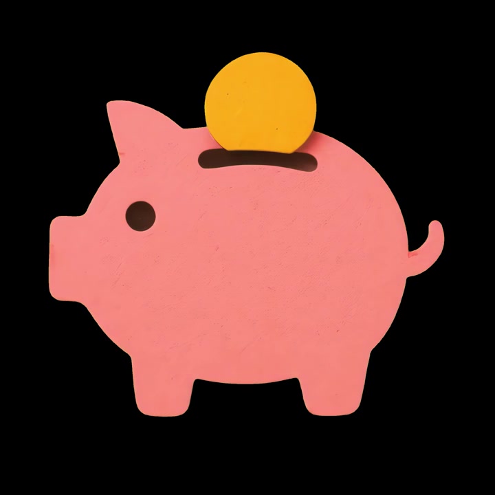 Pink Piggy Bank With Yellow Coin Being Inserted