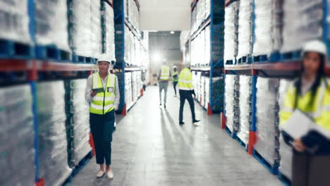 People,-warehouse-and-time-lapse-in-logistics