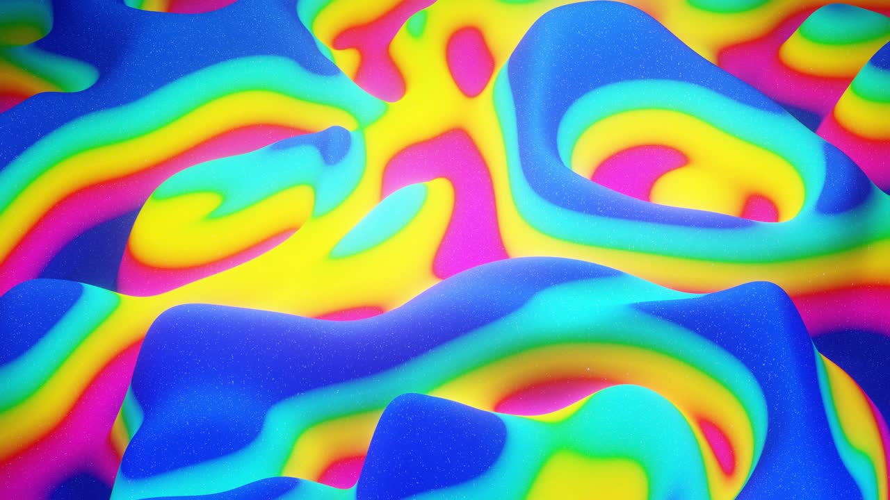 patrón ondulado abstracto en una superficie brillante y brillante, color arco iris de gradiente líquido, ondas en el fluido de pintura en animación suave. brillo en líquido viscoso 3d. retroceso creativo