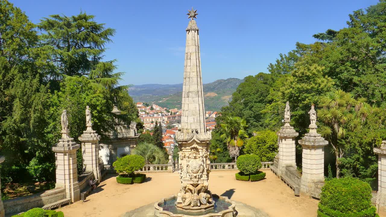 Panoramic view of the Sanctuary of Nossa Senhora dos Rem&eacute;dios in Lamego, Portugal