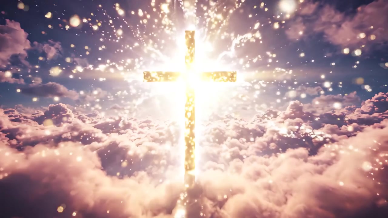 Christian Cross Heavenly Light Worship Background 4K