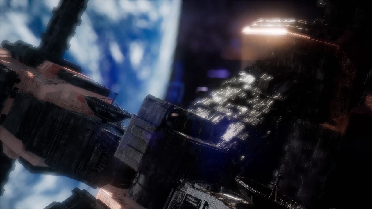 una vista de la tierra y una nave espacial. iss está orbitando la tierra