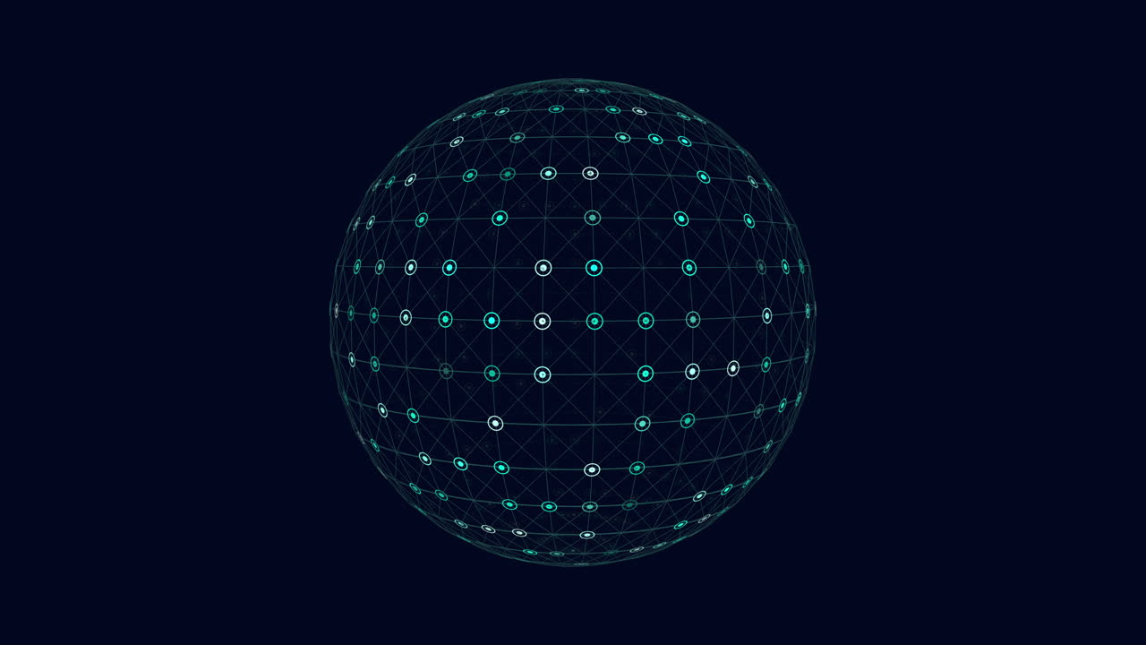 A dark 3D sphere composed of green dots floating in space is elegantly depicted in this image, showcasing intricate and visually appealing pattern formation