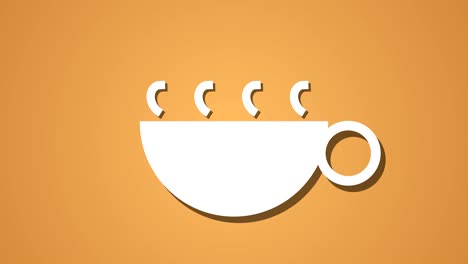 bebida caliente al vapor café té bucle de animación, fondo naranja
