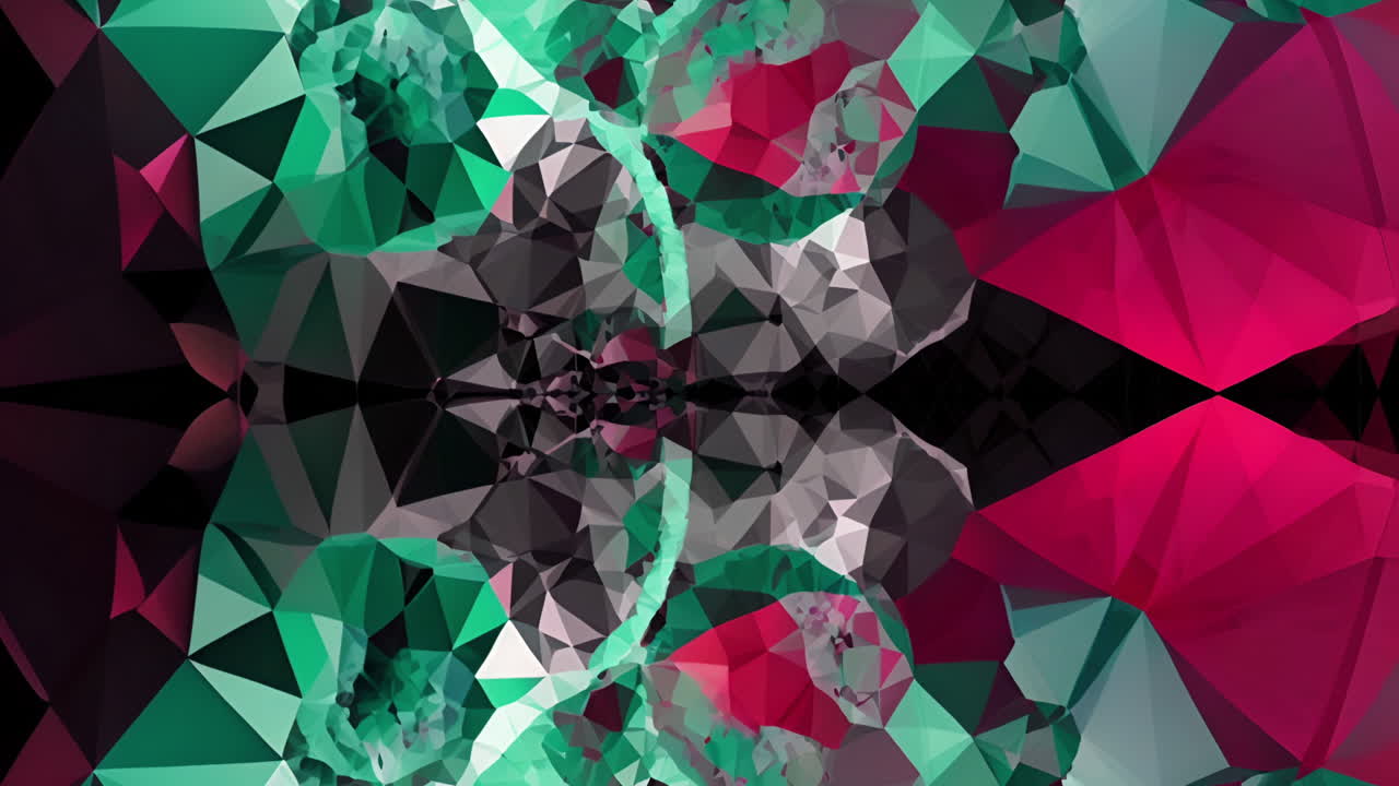 Animating geometric shapes and colorful polygons over abstract background