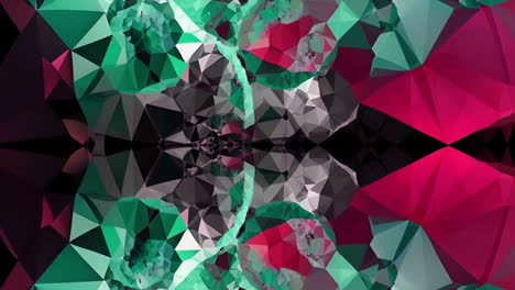 animating geometric shapes and colorful polygons over abstract background