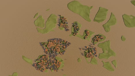 3d animation showing an aerial view timelapse of the islands of venice being built