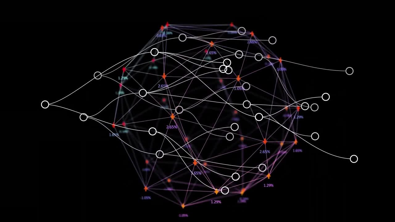 animación de la red de conexiones y procesamiento de datos en todo el mundo