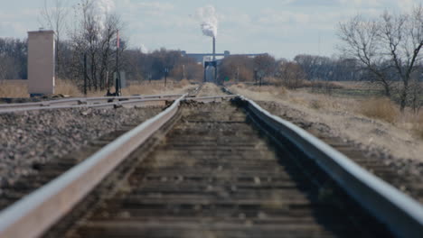 railway tracks rural - static shot looking down train tracks