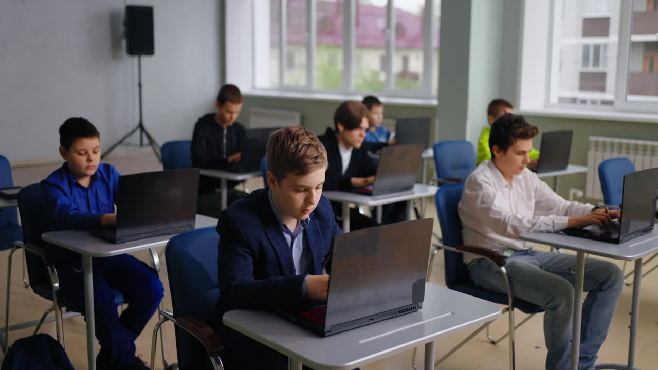 Students in a computer class