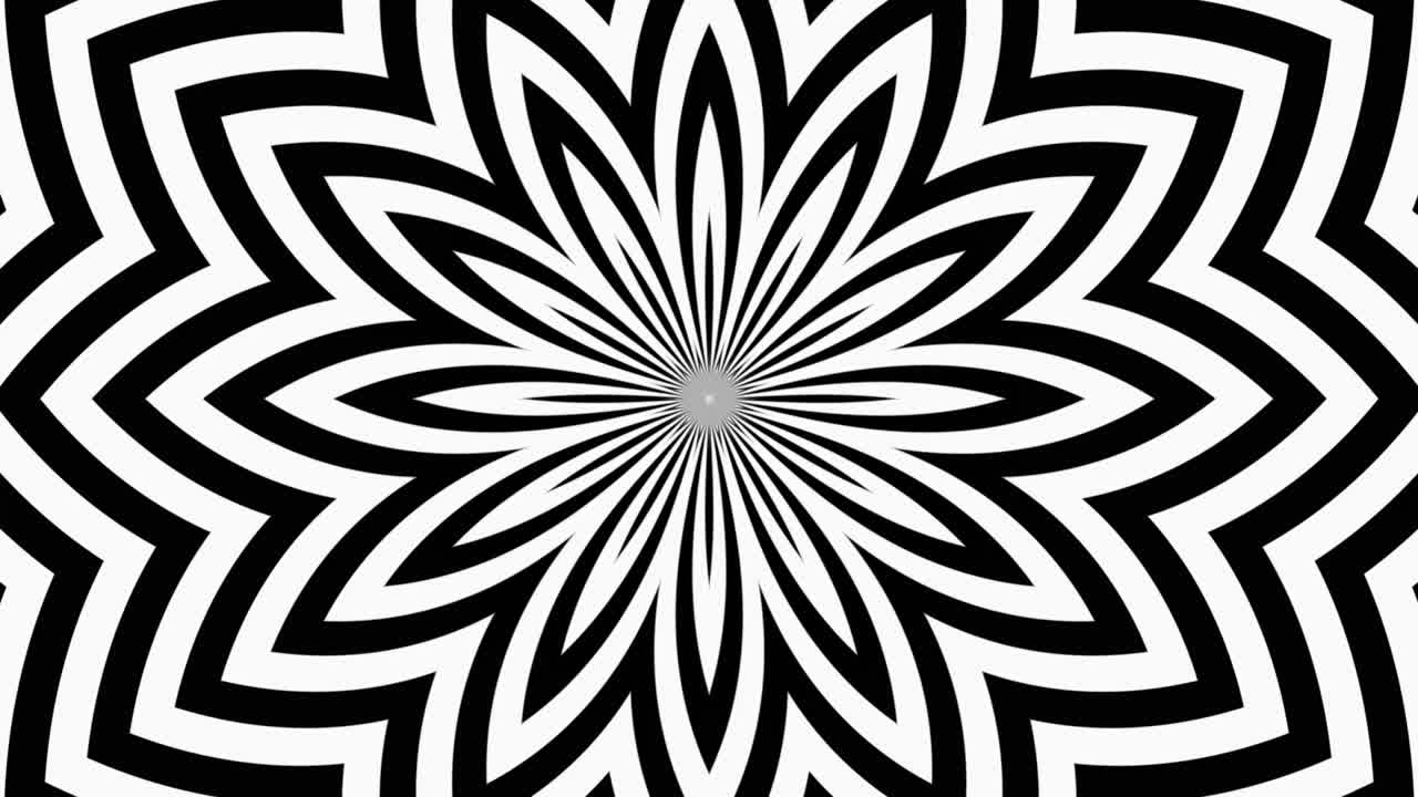 Black and white Ornate mandala loop background