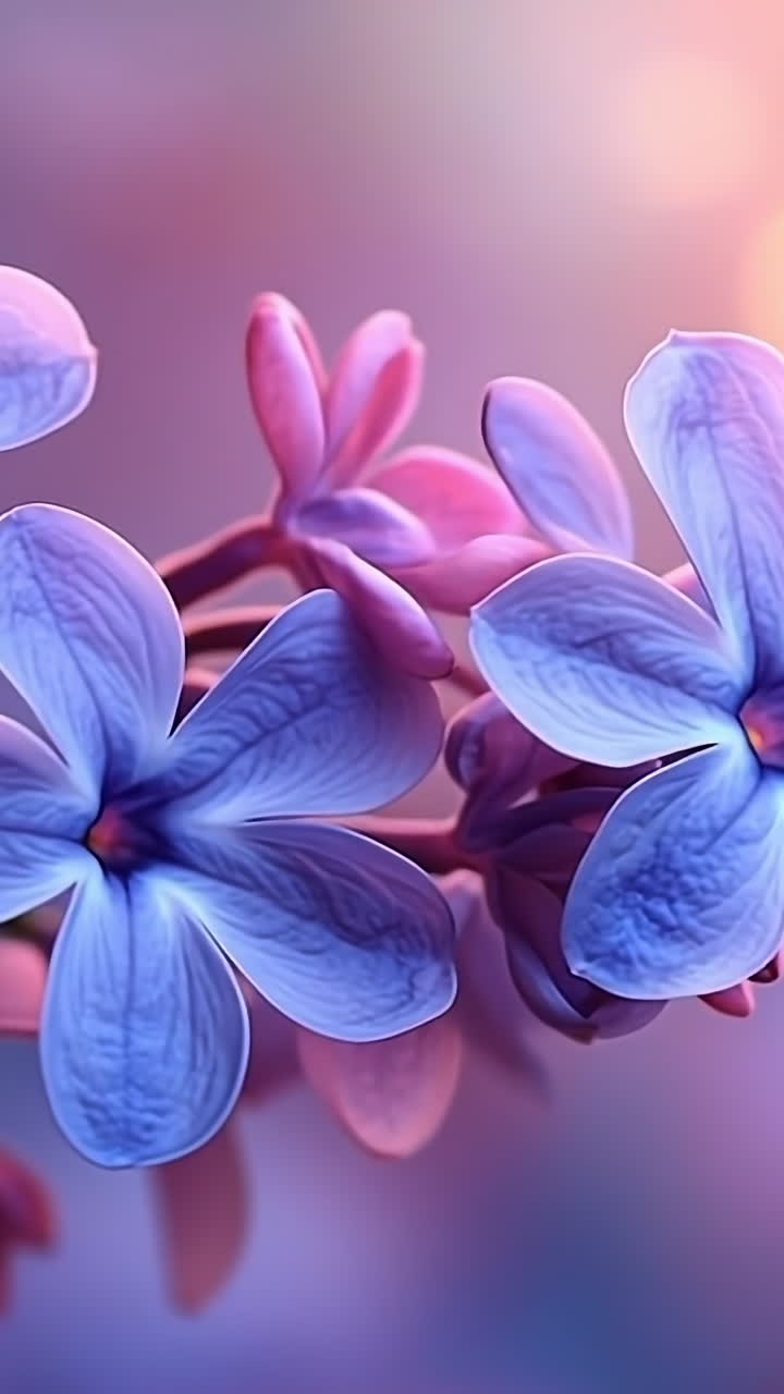 Lilac flowers bloom at sunset. Lilac flowers bloom vibrantly under a colorful sunset, showcasing delicate petals and soft hues in a serene setting.