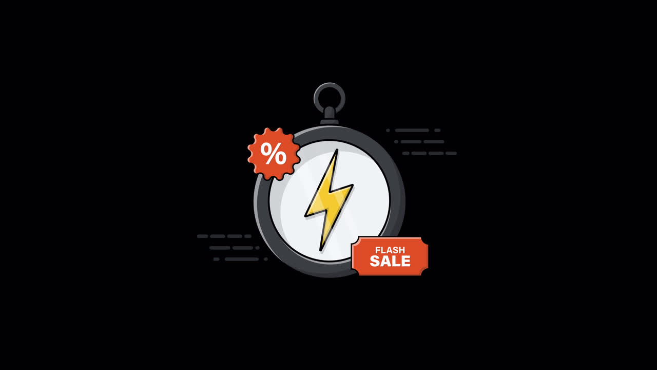 Animated Flash Sale Icon with Stopwatch and Percentage | Premium Stock ...