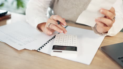 Woman hands, budget documents