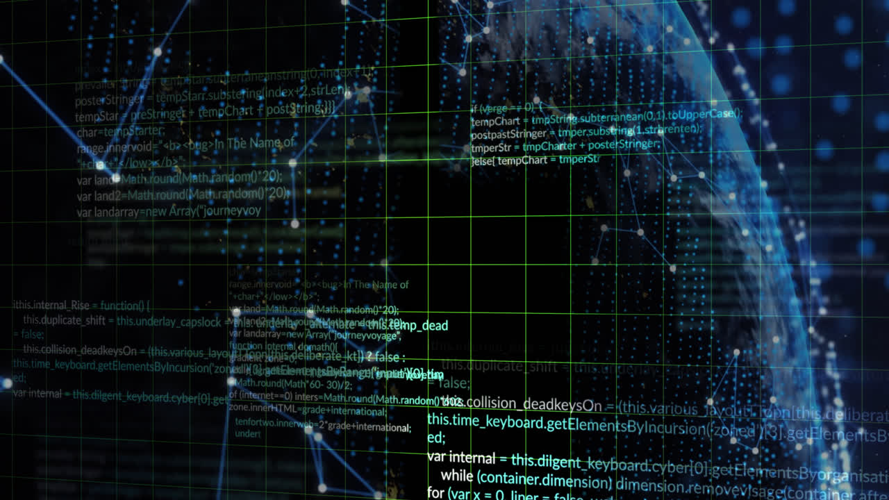 animación del procesamiento de datos y formas sobre fondo negro