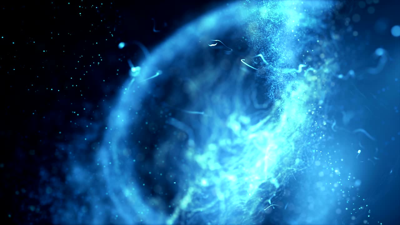 partículas de fondo abstracto y efecto de iluminación flotante y flujo con oscuro y grano procesado