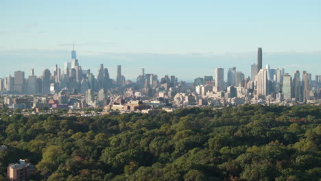 aerial view of brooklyn and manhattan on an autumn day. shot in new york city in 4k.