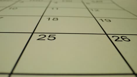 fecha de marcación 25 en el calendario