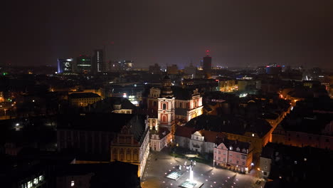 nighttime aerial view of a european city