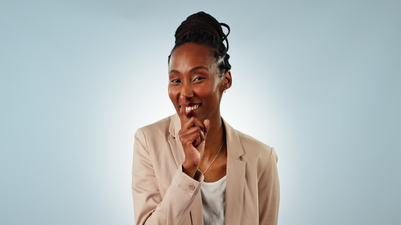 Black woman, face and secret for announcement