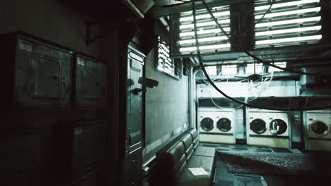 dark and dirty abandoned laundry room