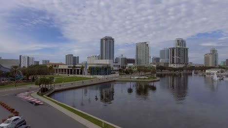 4k aerial drone video of sailboats and yachts at marina on tampa bay in downtown st