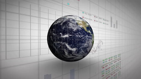 Animación-Del-Procesamiento-De-Datos-Sobre-El-Globo-Sobre-Fondo-Gris