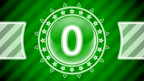 zero in circle shape and green striped background. illustration.