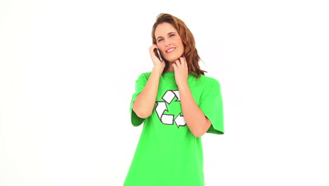 Smiling-environmental-activist-talking-on-mobile-phone