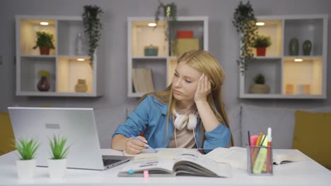female student suffering from burnout syndrome.
