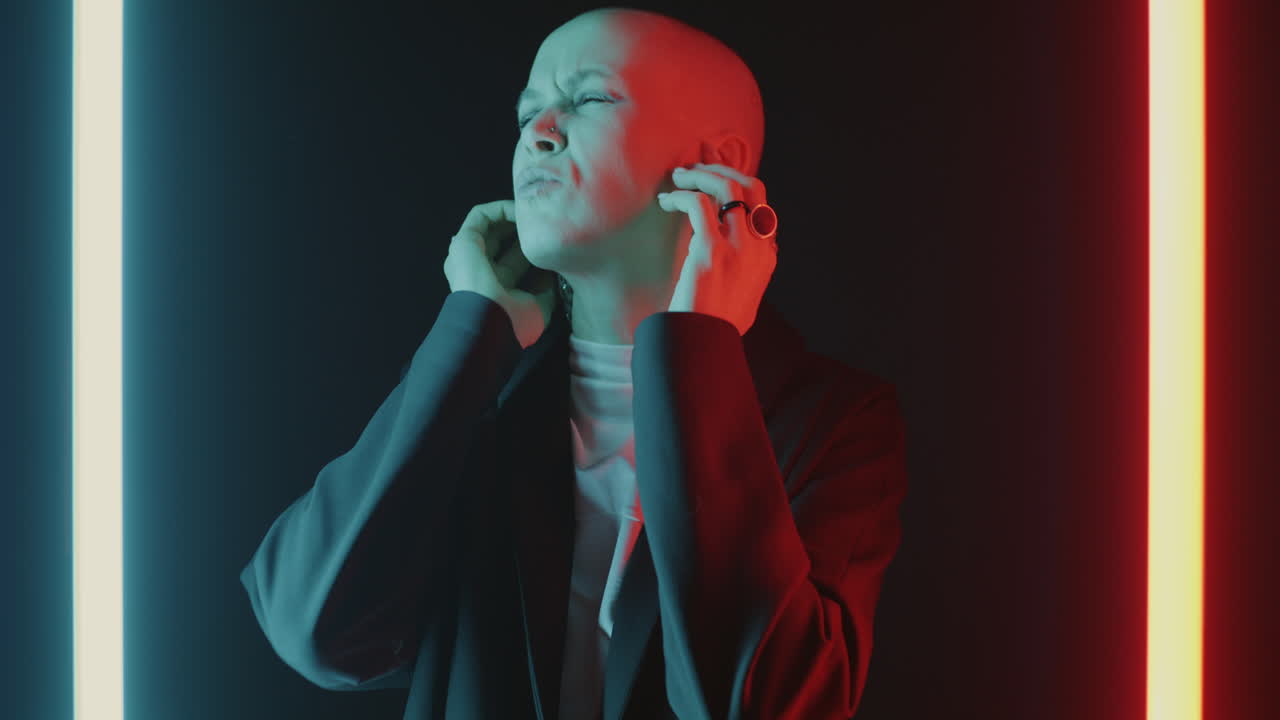 Bold and Energetic Portrait in Neon Light