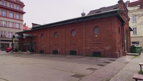 19th century red brick market hall, a historical monument in ostrava vítkovice