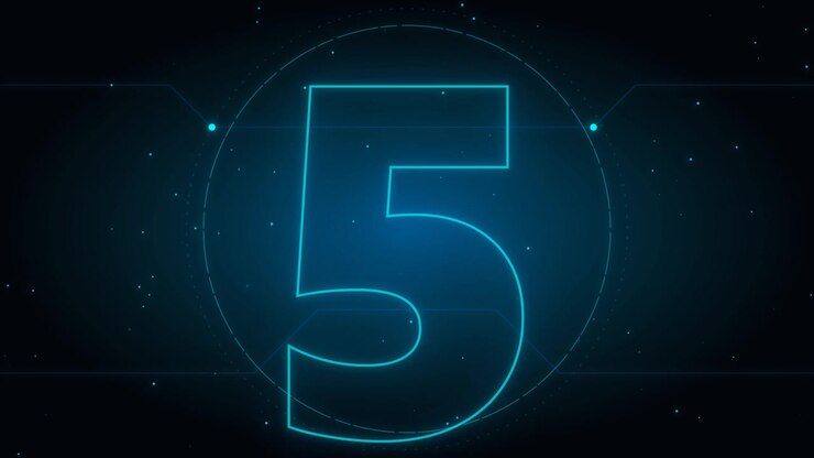 Digital Countdown Timer with Glowing Blue Neon Numbers