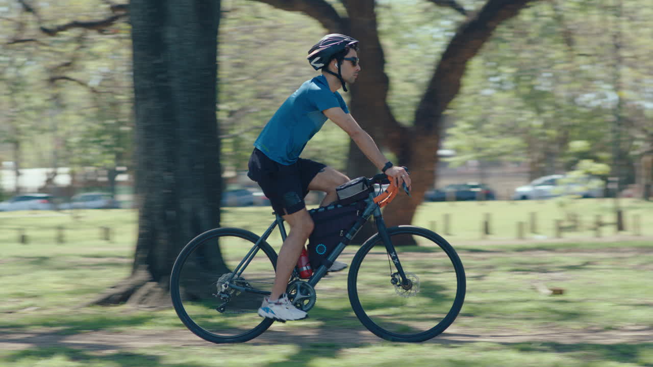 Man Having a Bike Trip Outdoors on a Weekend Day